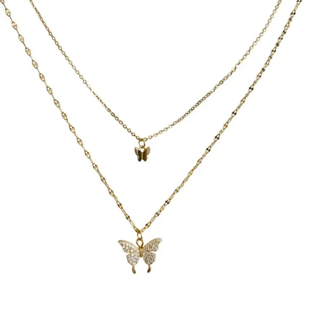 Layered butterfly necklace for women
